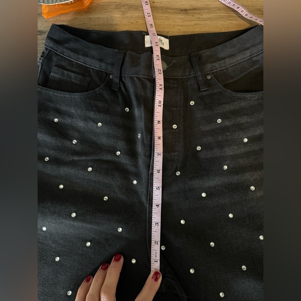 Simple Society rhinestone studded black jeans • Women’s size 9/29 - Picture 8 of 9